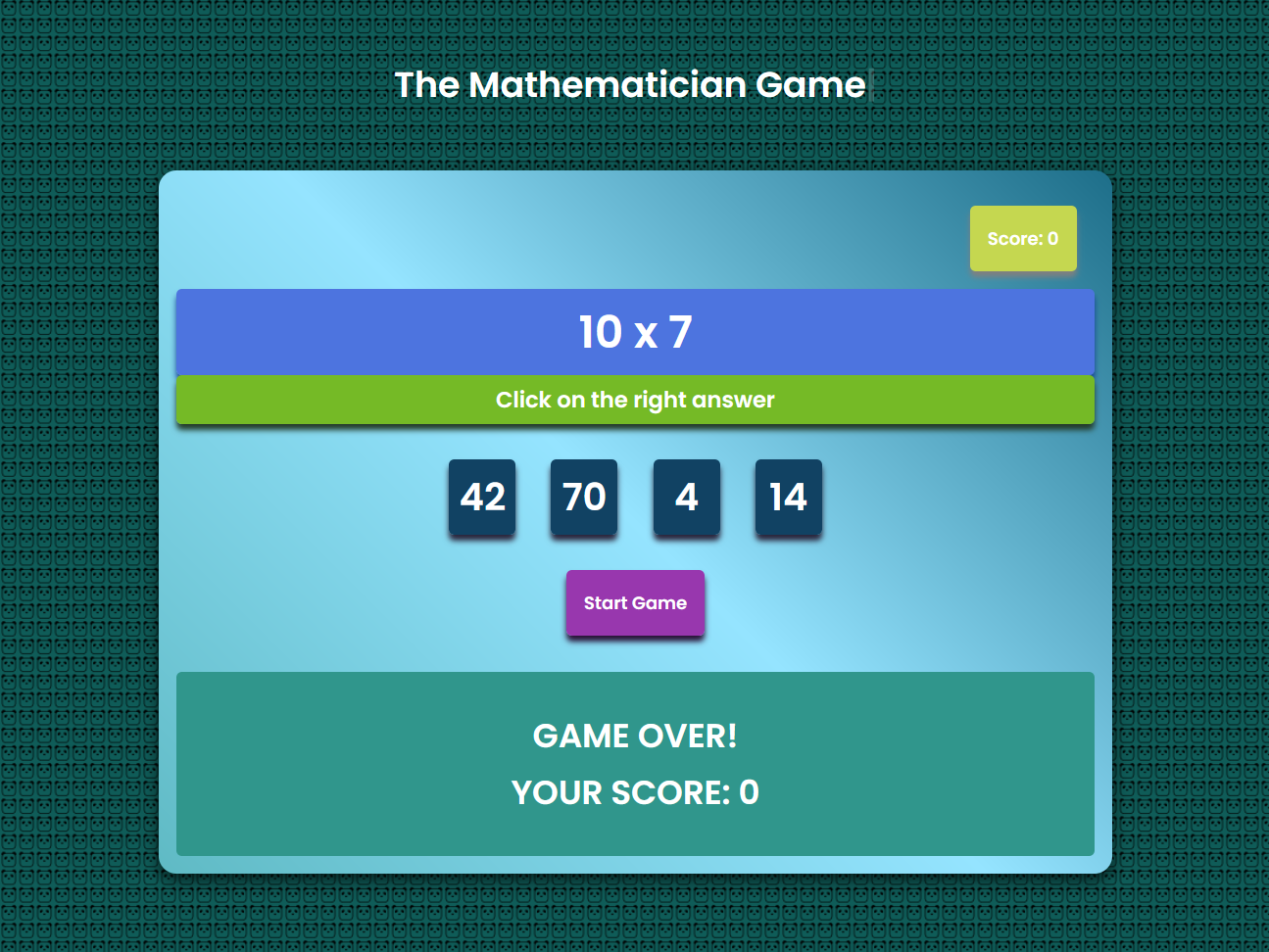 The Mathematician Game: Guess the right answer! image